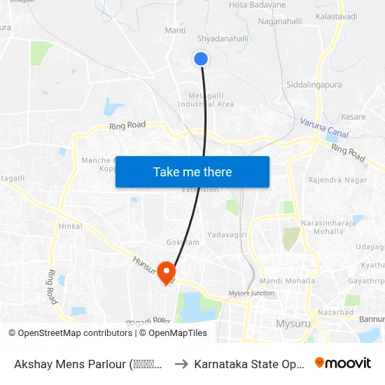 Akshay Mens Parlour (ಅಕ್ಷಯ್‌ ಮೆನ್ಸ್ ಪಾರ್ಲರ್) to Karnataka State Open University map