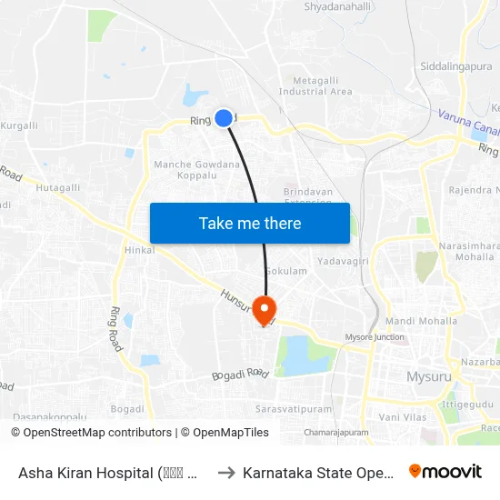 Asha Kiran Hospital (ಆಶಾ ಕಿರಣ್ ಆಸ್ಪತ್ರೆ) to Karnataka State Open University map