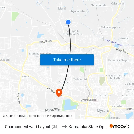 Chamundeshwari Layout (ಚಾಮುಂಡೇಶ್ವರಿ ಬಡಾವಣೆ) to Karnataka State Open University map