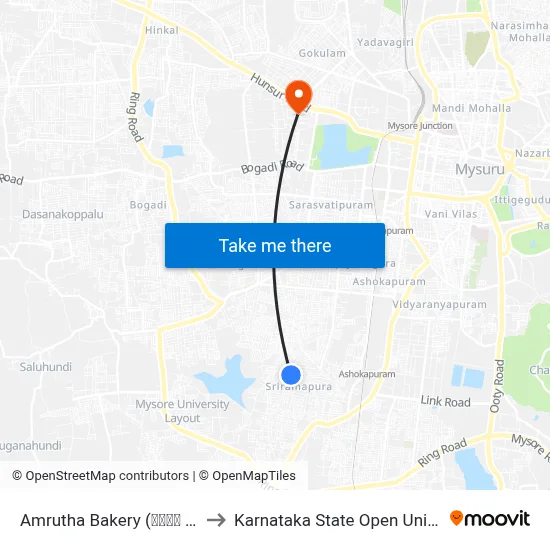 Amrutha Bakery (ಅಮೃತ ಬೇಕರಿ) to Karnataka State Open University map