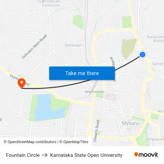 Fountain Circle to Karnataka State Open University map