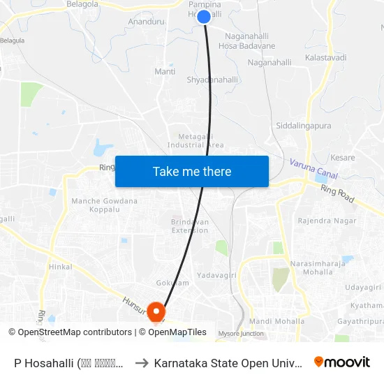 P Hosahalli (ಪಿ ಹೊಸಹಳ್ಳಿ) to Karnataka State Open University map