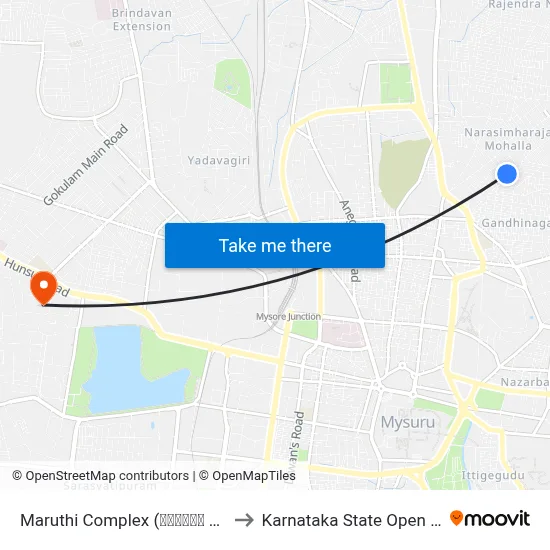 Maruthi Complex (ಮಾರುತಿ ಕಾಂಪ್ಲೆಕ್ಸ್) to Karnataka State Open University map