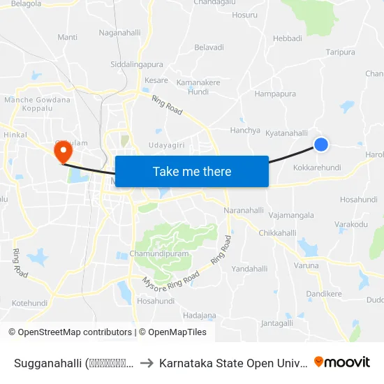 Sugganahalli (ಸುಗ್ಗನಹಳ್ಳಿ) to Karnataka State Open University map