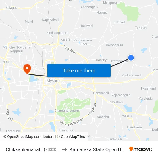 Chikkankanahalli (ಚಿಕ್ಕನಹಳ್ಳಿ) to Karnataka State Open University map