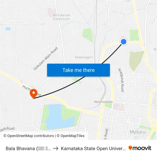 Bala Bhavana (ಬಾಲ ಭವನ) to Karnataka State Open University map