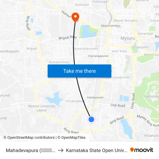 Mahadevapura (ಮಹಾದೇವಪುರ) to Karnataka State Open University map