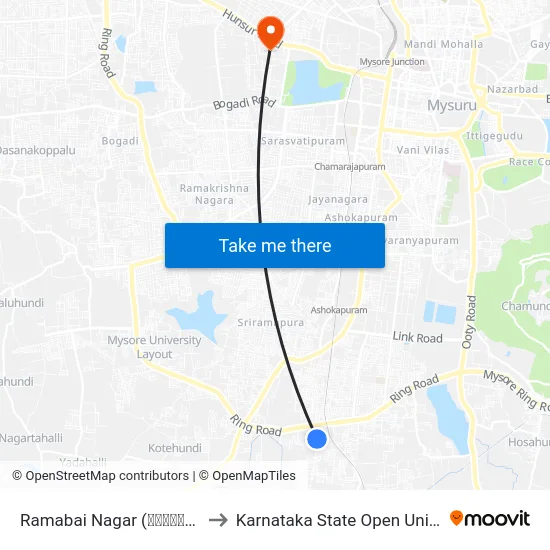 Ramabai Nagar (ರಮಾಬಾಯಿ ನಗರ) to Karnataka State Open University map