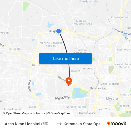 Asha Kiran Hospital (ಆಶಾ ಕಿರಣ್ ಆಸ್ಪತ್ರೆ) to Karnataka State Open University map