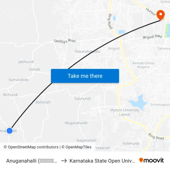 Anuganahalli (ಅನುಗನಹಳ್ಳಿ) to Karnataka State Open University map