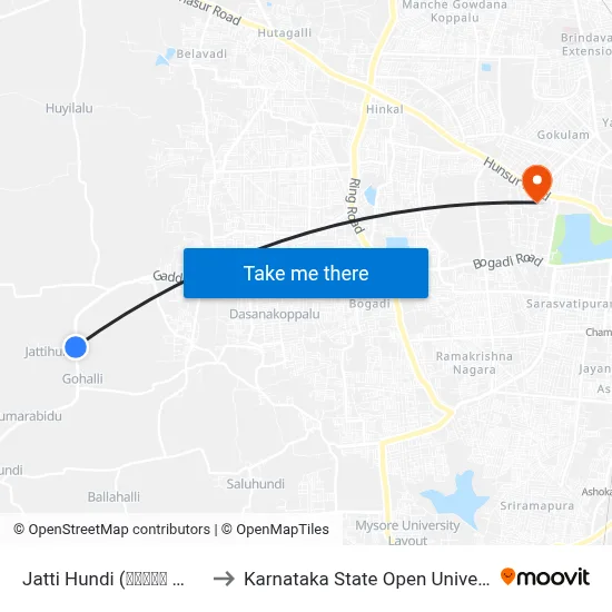 Jatti Hundi (ಜಟ್ಟಿ ಹುಂಡಿ) to Karnataka State Open University map