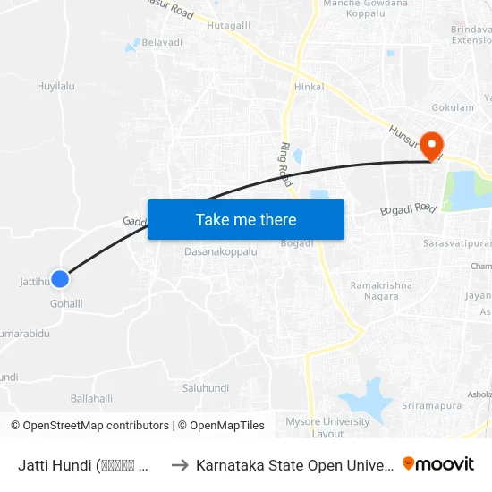 Jatti Hundi (ಜಟ್ಟಿ ಹುಂಡಿ) to Karnataka State Open University map