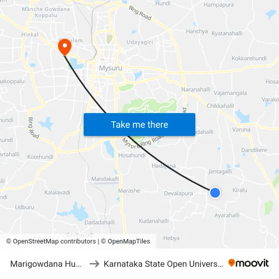 Marigowdana Hundi to Karnataka State Open University map