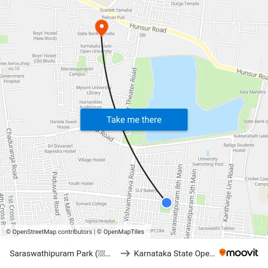 Saraswathipuram Park (ಸರಸ್ವತಿಪುರಂ ಪಾರ್ಕ್‌) to Karnataka State Open University map