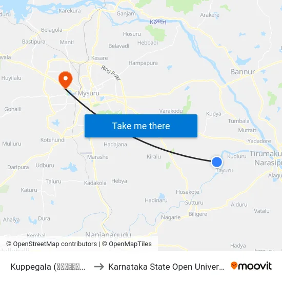 Kuppegala (ಕುಪ್ಪೇಗಾಲ) to Karnataka State Open University map