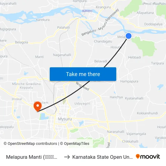 Melapura Manti (ಮೇಲಾಪುರ ಮಂಟಿ) to Karnataka State Open University map
