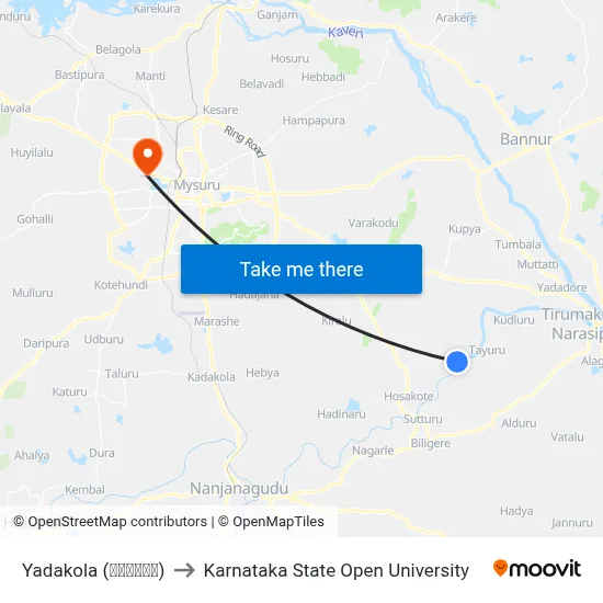Yadakola (ಯಾದಕೊಳ) to Karnataka State Open University map