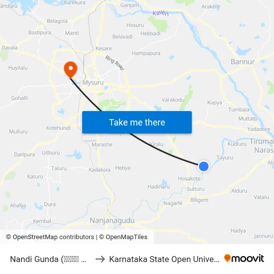 Nandi Gunda (ನಂದಿ ಹುಂಡ) to Karnataka State Open University map