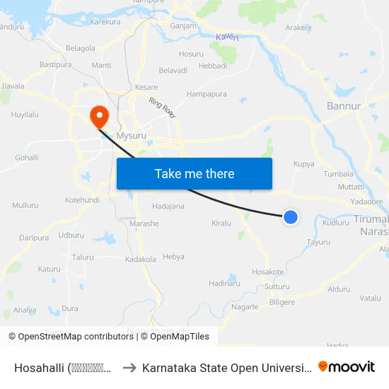 Hosahalli (ಹೊಸಹಳ್ಳಿ) to Karnataka State Open University map