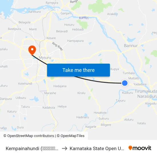 Kempainahundi (ಕೆಂಪಯ್ಯನಹುಂಡಿ) to Karnataka State Open University map