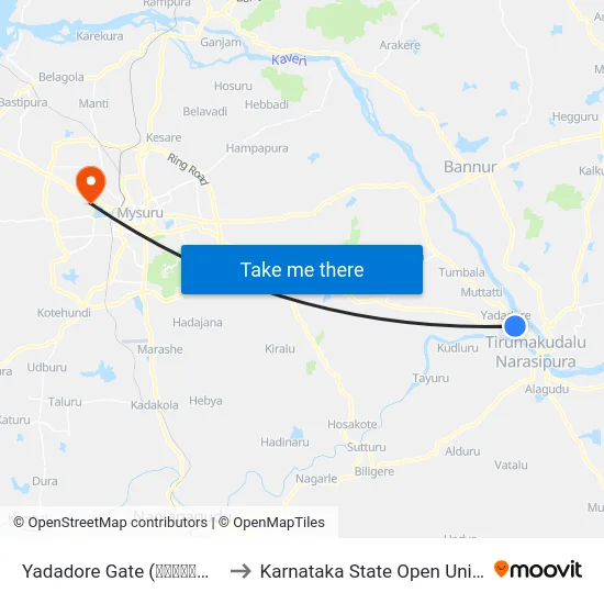 Yadadore Gate (ಯಾದದೊರೆ ಗೇಟ್) to Karnataka State Open University map