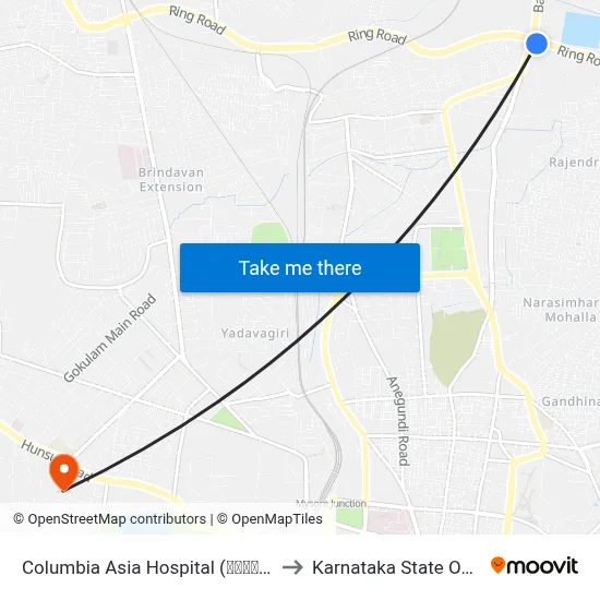 Columbia Asia Hospital (ಕೊಲಂಬಿಯಾ ಏಷ್ಯಾ ಆಸ್ಪತ್ರೆ) to Karnataka State Open University map