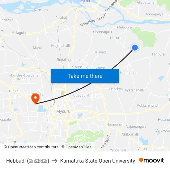 Hebbadi (ಹೆಬ್ಬಾಡಿ) to Karnataka State Open University map