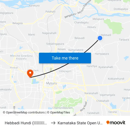 Hebbadi Hundi (ಹೆಬ್ಬಾಡಿ ಹುಂಡಿ) to Karnataka State Open University map
