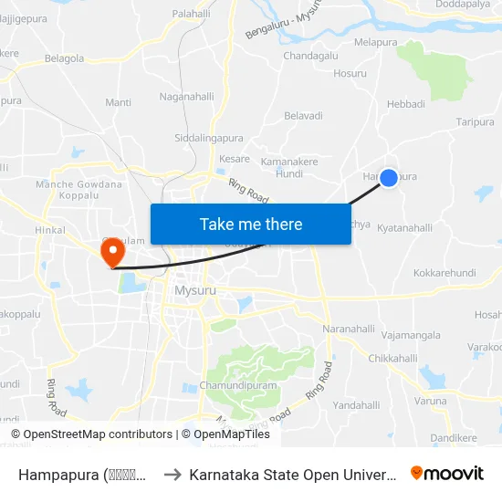 Hampapura (ಹಂಪಾಪುರ) to Karnataka State Open University map