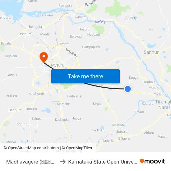 Madhavagere (ಮಾಧವಗೆರೆ) to Karnataka State Open University map