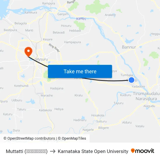 Muttatti (ಮುತ್ತತ್ತಿ) to Karnataka State Open University map