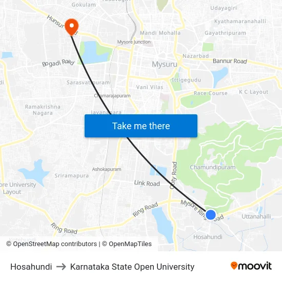 Hosahundi to Karnataka State Open University map