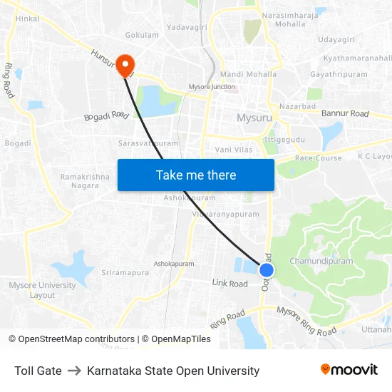 Toll Gate to Karnataka State Open University map