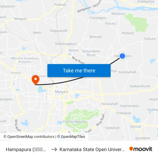 Hampapura (ಹಂಪಾಪುರ) to Karnataka State Open University map