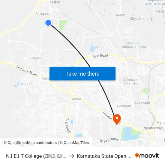 N.I.E.I.T College (ಎನ್.ಐ.ಇ.ಐ.ಟಿ ಕಾಲೇಜು) to Karnataka State Open University map
