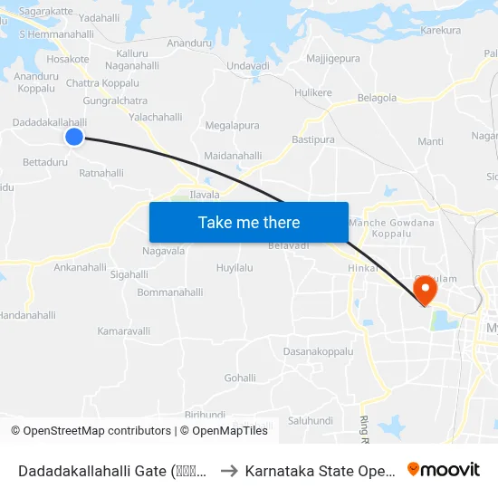 Dadadakallahalli Gate (ದಡದಕಲ್ಲಹಳ್ಳಿ ಗೇಟ್) to Karnataka State Open University map