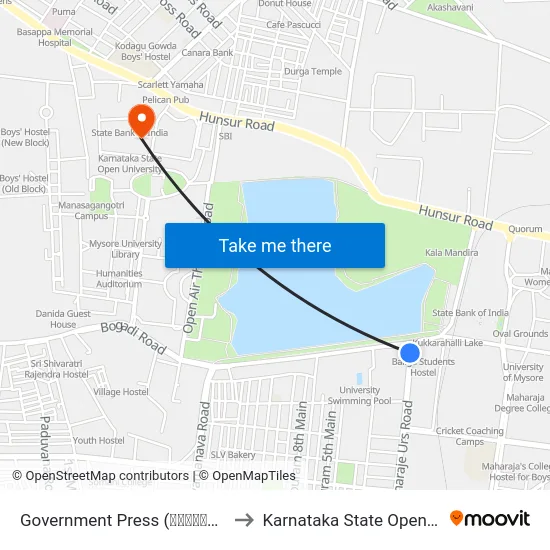 Government Press (ಸರ್ಕಾರಿ ಮುದ್ರಣಾಲಯ) to Karnataka State Open University map