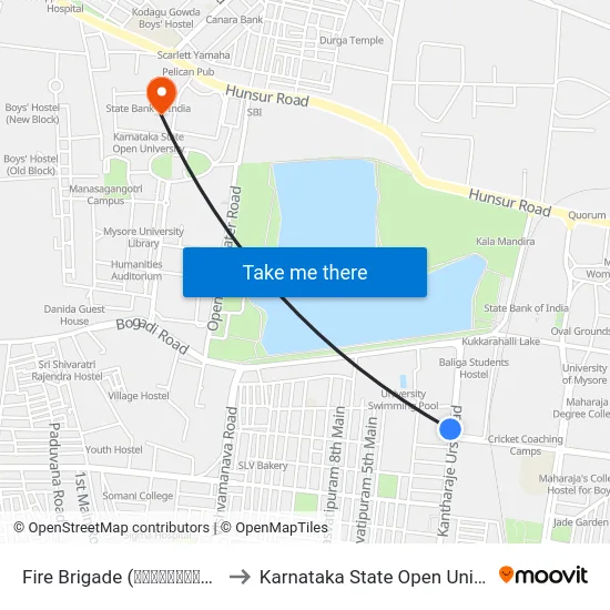 Fire Brigade (ಅಗ್ನಿಶಾಮಕ ಠಾಣೆ) to Karnataka State Open University map