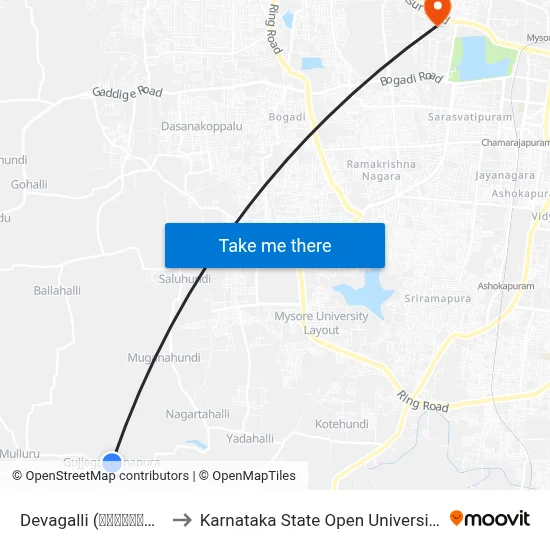 Devagalli (ದೇವಗಳ್ಳಿ) to Karnataka State Open University map