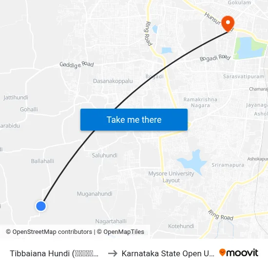 Tibbaiana Hundi (ತಿಬ್ಬಯ್ಯನಹುಂಡಿ) to Karnataka State Open University map