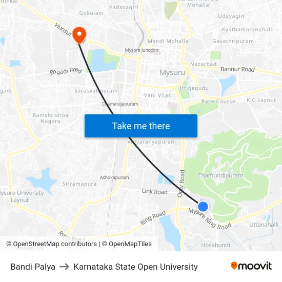 Bandi Palya to Karnataka State Open University map