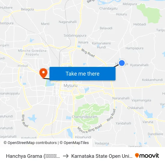 Hanchya Grama (ಹಂಚ್ಯ ಗ್ರಾಮ) to Karnataka State Open University map