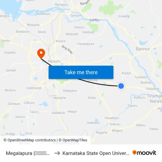 Megalapura (ಮೇಘಲಾಪುರ) to Karnataka State Open University map