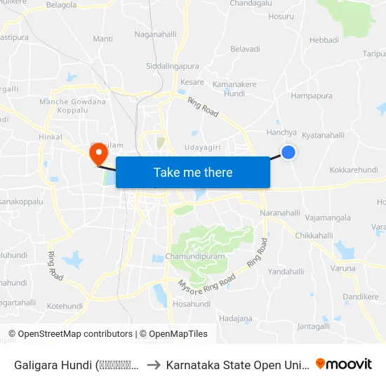 Galigara Hundi (ಗಾಳಿಗರ ಹುಂಡಿ) to Karnataka State Open University map