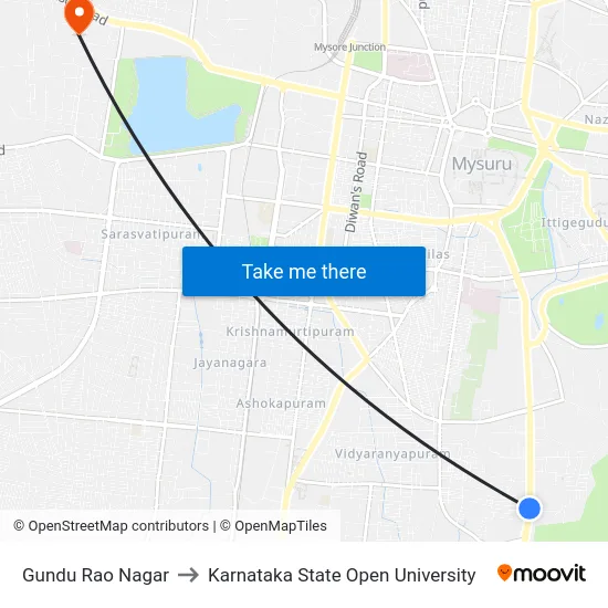 Gundu Rao Nagar to Karnataka State Open University map