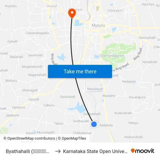 Byathahalli (ಬ್ಯಾತಹಳ್ಳಿ) to Karnataka State Open University map