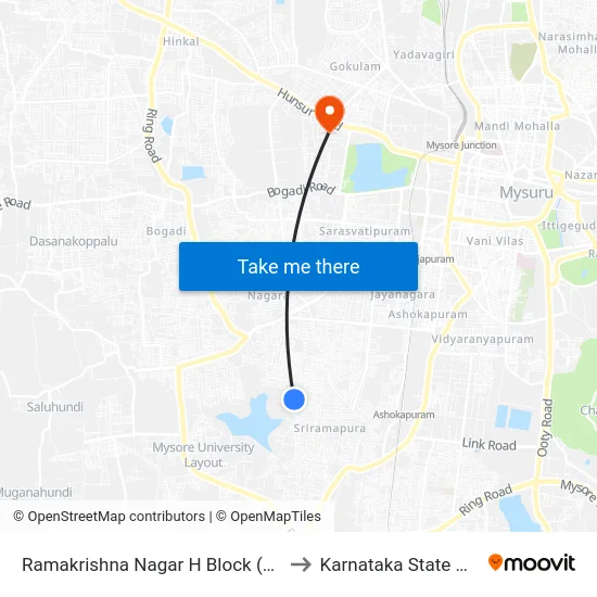 Ramakrishna Nagar H Block (ರಾಮಕೃಷ್ಣನಗರ ಹೆಚ್ ಬ್ಲಾಕ್) to Karnataka State Open University map