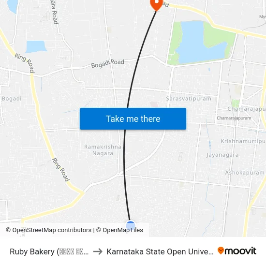 Ruby Bakery (ರೂಬಿ ಬೇಕರಿ) to Karnataka State Open University map