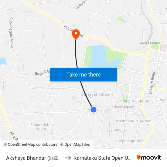 Akshaya Bhandar (ಅಕ್ಷಯ ಭಂಡಾರ) to Karnataka State Open University map
