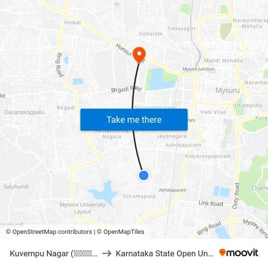 Kuvempu Nagar (ಕುವೆಂಪು ನಗರ) to Karnataka State Open University map